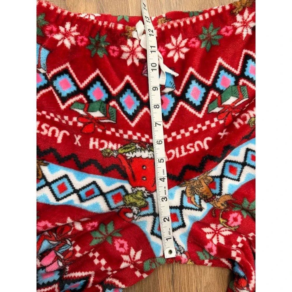 Justice x The Grinch Girls 10 Plush Fleece Pajama Pants Christmas Red MP